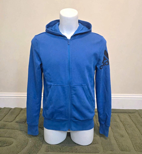 Adidas boys blue zip hoodie - boys,